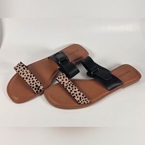 Pierre Dumas Black and Tan Leopard Sandals